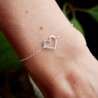 Large hollowed out heart women's bracelet in minimalist recycled 925 silver for women