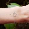 Large hollowed out heart women's bracelet in minimalist recycled 925 silver for women