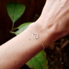 Large hollowed out heart women's bracelet in minimalist recycled 925 silver for women