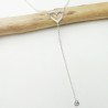 Women's hollowed-out heart Y necklace in minimalist recycled 925 si...