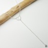 Women's hollowed-out heart Y necklace in minimalist recycled 925 silver for women on a fine adjustable chain