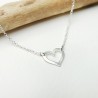 Collier femme cœur évidé en argent 925 recyclé minimaliste pour femme sur chaine fine réglable Saint Valentin