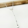 Women's heart Y necklace in minimalist recycled 925 silver for women on a fine adjustable beaded chain