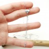 Damen-Herz-Y-Halskette aus minimalistischem recyceltem 925er Silber für Damen an einer feinen, verstellbaren Perlenkette
