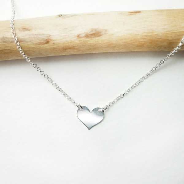 Fine heart women's necklace in minimalist recycled 925 silver for women and children on a fine adjustable chain