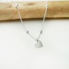 Women's solitary heart pendant in minimalist recycled 925 silver for women on a fine adjustable beaded chain