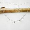 Women's necklace with small minimalist hearts charms in recycled 925 silver for women on a fine adjustable beaded chain