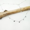 Women's necklace with small minimalist hearts charms in recycled 925 silver for women on a fine adjustable beaded chain