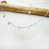 Women's necklace with small minimalist hearts charms in recycled 925 silver for women on a fine adjustable beaded chain