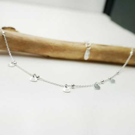 Feine verstellbaren Perlenhalskette mit kleinen minimalistischem Herzen Anhängern aus recyceltem 925er Silber