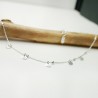 Women's necklace with small minimalist hearts charms in recycled 925 silver for women on a fine adjustable beaded chain