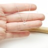 Women's small solitary heart pendant in minimalist recycled 925 silver for women on a fine adjustable chain