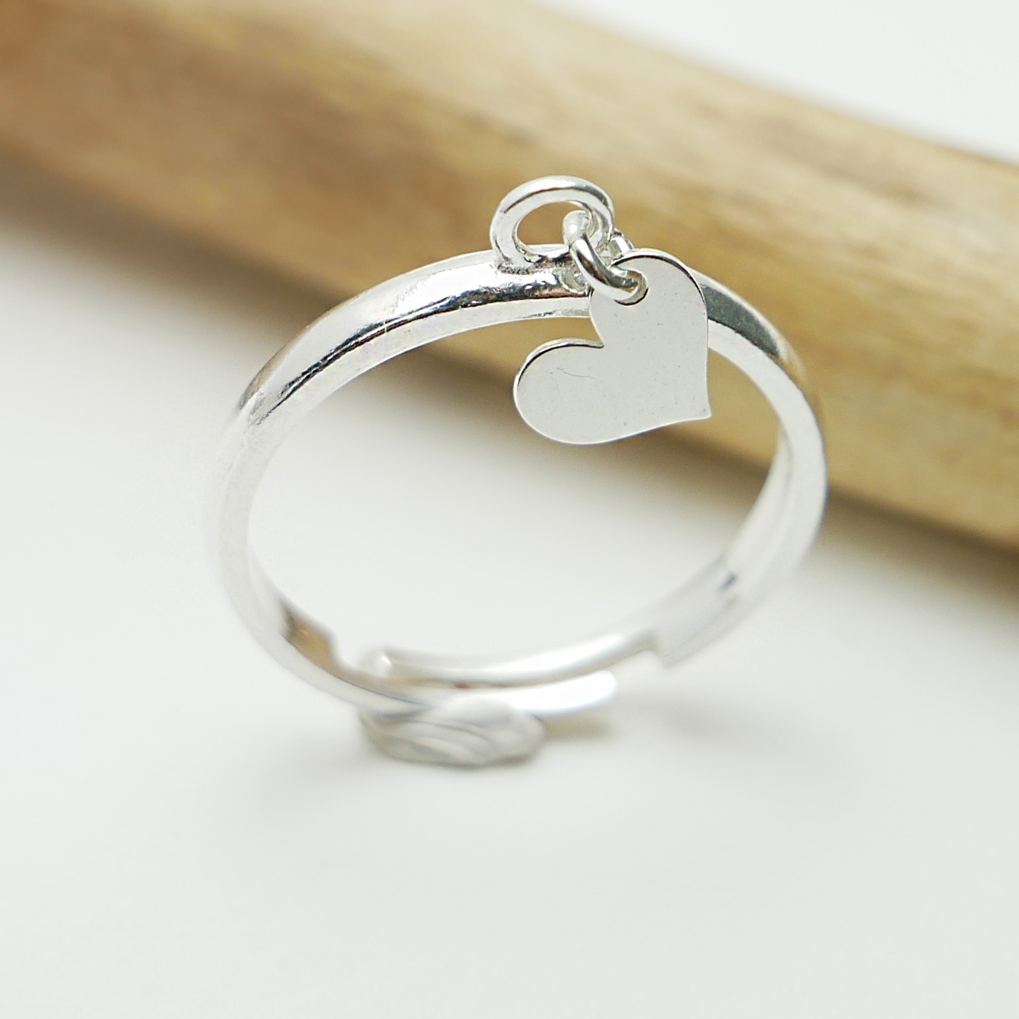 Adjustable 925 silver recycled heart ring for women Valentine's
