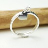 Adjustable 925 silver recycled heart ring for women Valentine's Day