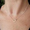 Collier femme cœur évidé en argent 925 recyclé minimaliste pour femme sur chaine fine réglable Saint Valentin