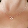Collier femme cœur évidé en argent 925 recyclé minimaliste pour femme sur chaine fine réglable Saint Valentin