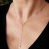 Women's hollowed-out heart Y necklace in minimalist recycled 925 si...