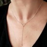 Women's hollowed-out heart Y necklace in minimalist recycled 925 si...