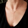 Women's hollowed-out heart Y necklace in minimalist recycled 925 si...