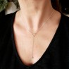 Women's hollowed-out heart Y necklace in minimalist recycled 925 si...
