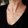 Women's hollowed-out heart Y necklace in minimalist recycled 925 si...
