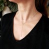 Women's hollowed-out heart Y necklace in minimalist recycled 925 si...