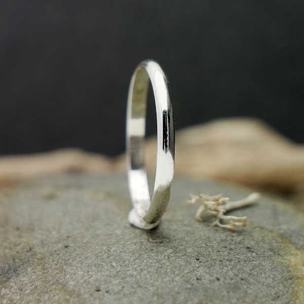 Recycled 925 silver thin half bangle ring shiny stackable for men and women