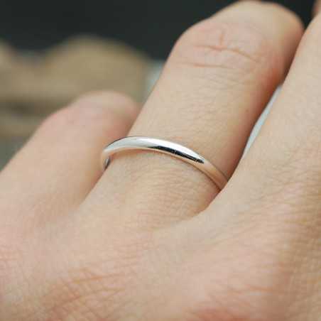 Recycled 925 silver thin half bangle ring shiny stackable for men and women