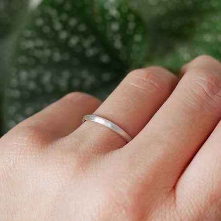 Recycled 925 silver thin half bangle ring matte brushed stackable for men and women