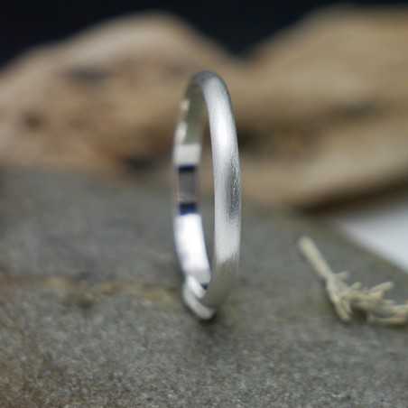 Recycled 925 silver thin half bangle ring matte brushed stackable for men and women