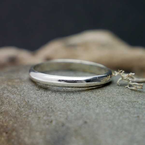Recycled 925 silver wedding half bangle ring shiny stackable for men and women
