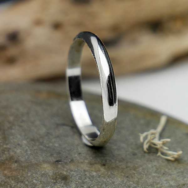 Recycled 925 silver wedding half bangle ring shiny stackable for men and women