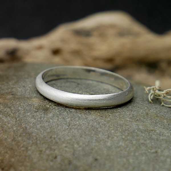 Recycled 925 silver wedding half bangle ring brushed stackable for men and women