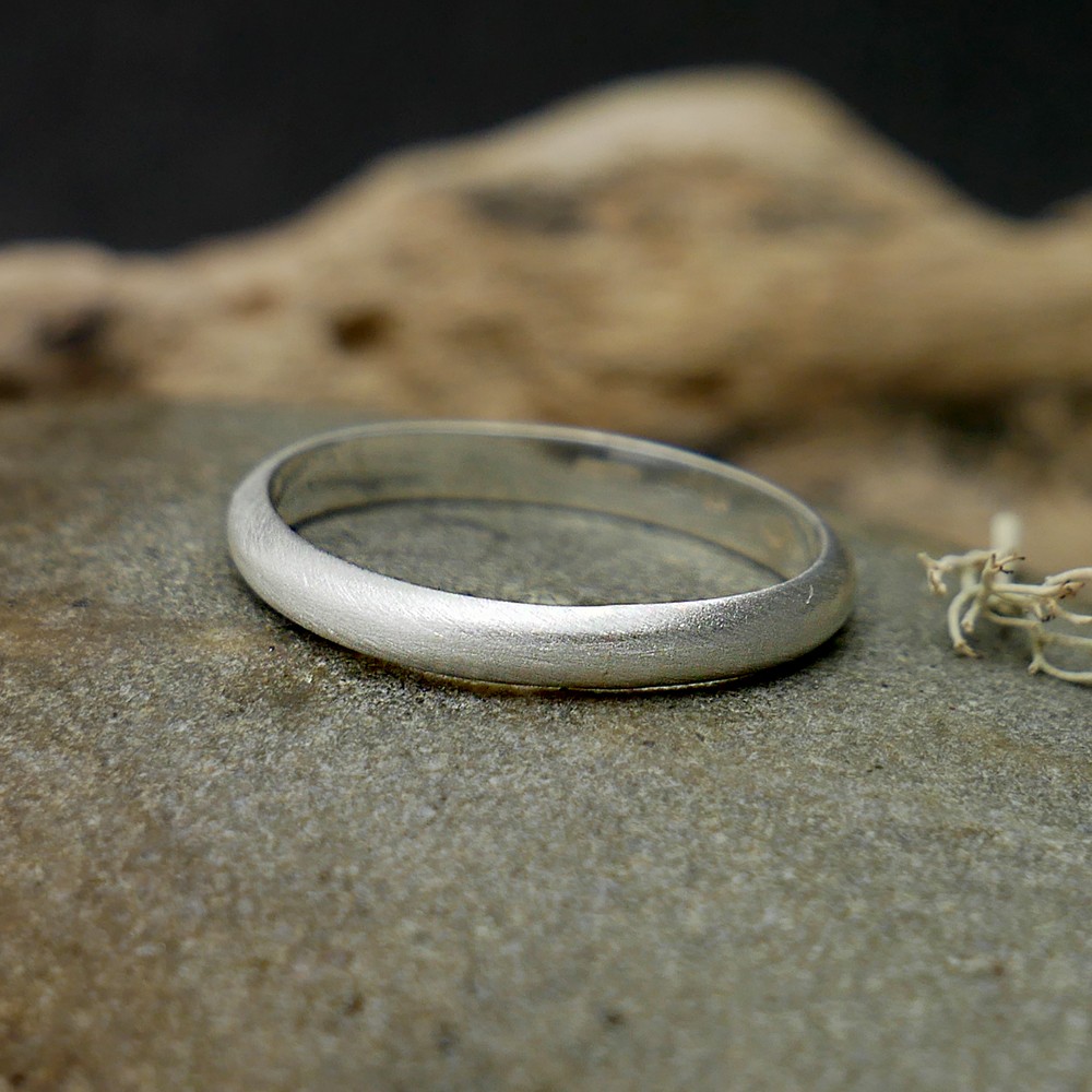 Bague Ancienne En Argent Massif 925 – Jonc Alliance, Créateur Navette, Taille 54 – Occasion