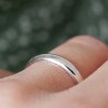 Recycled 925 silver wedding 3 mm half bangle ring shiny stackable&nbsp;for men and women