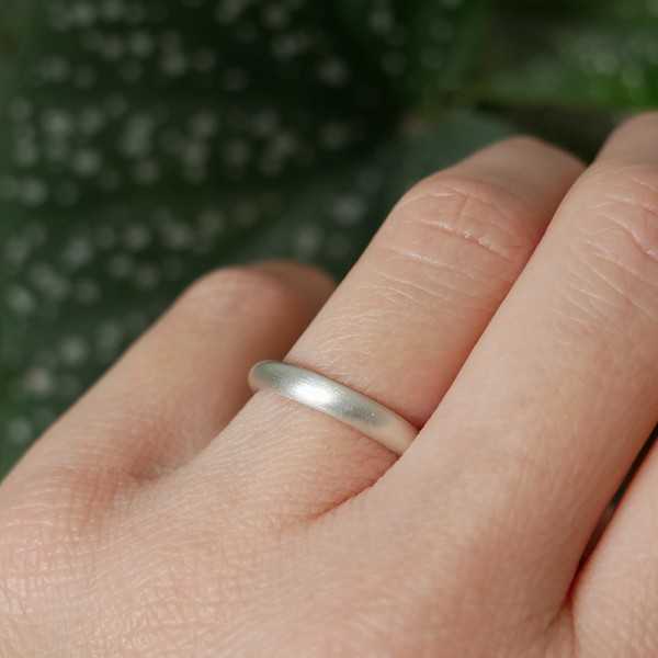 Recycled 925 silver wedding 3 mm half bangle ring brushed stackable for men and women