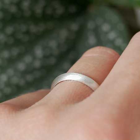 Recycled 925 silver wedding 3 mm half bangle ring brushed stackable for men and women