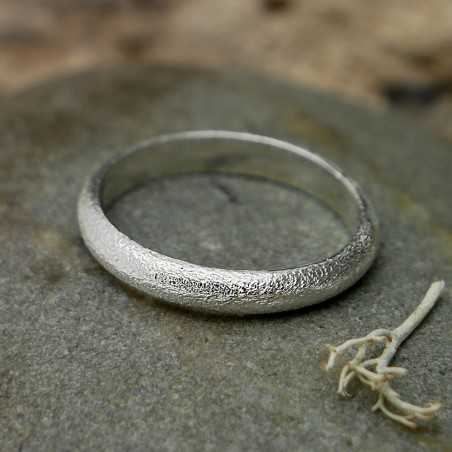 Recycled 925 silver wedding 3 mm half bangle ring sandblasted stackable for men and women