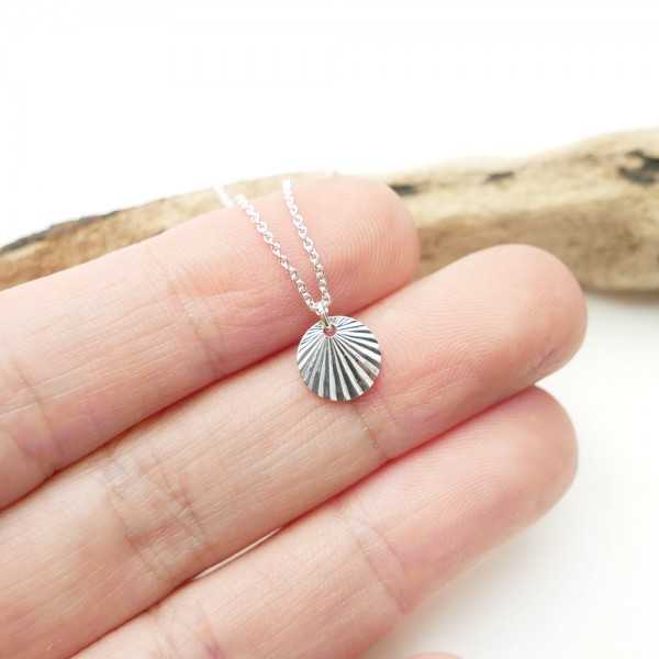 Rising Sun 8 mm pendant on chain in recycled 925 silver