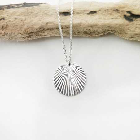 Rising Sun 15 mm pendant on chain in recycled 925 silver