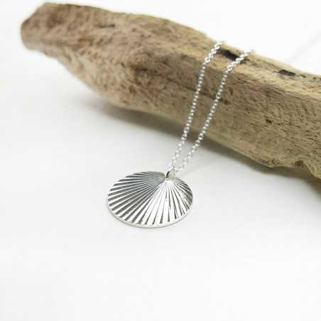 Rising Sun 15 mm pendant on chain in recycled 925 silver