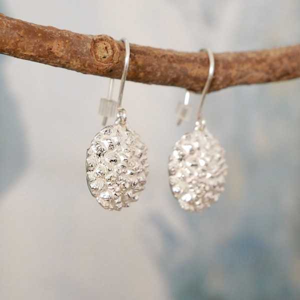 Litchi sterling silver earrings handmade