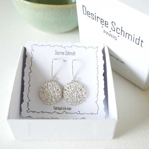 Litchi sterling silver earrings handmade