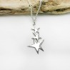 3 Sterne anhänger auf recyceltes Sterlinsilver lange Kette Sati Des...
