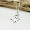 3 Sterne anhänger auf recyceltes Sterlinsilver lange Kette Sati Des...
