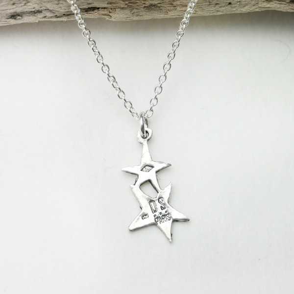 Two stars pendant on recycled sterling silver adjustable chain