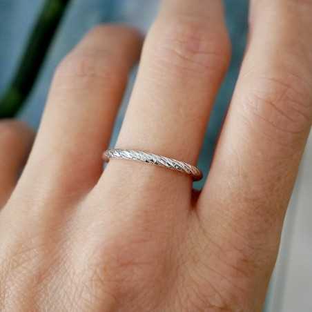 Thick and minimalist sterling silver stackable twisted ring