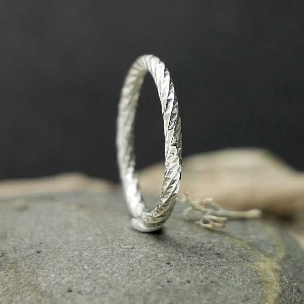 Thick and minimalist sterling silver stackable twisted ring