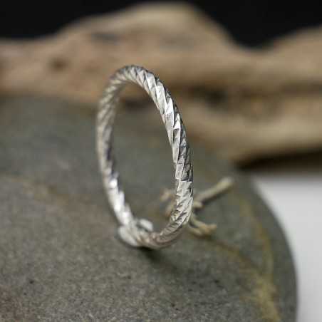 Thick and minimalist sterling silver stackable twisted ring