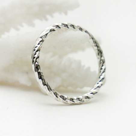 Thick and minimalist sterling silver stackable twisted ring